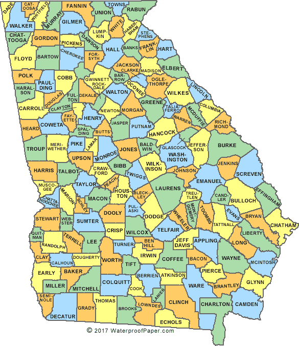 georgia county map aged life insurance leads